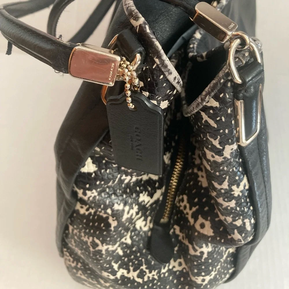 Coach Black Satchel with Piton Trim